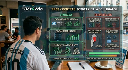 Pros y contras de Bet4Win desde la silla del jugador